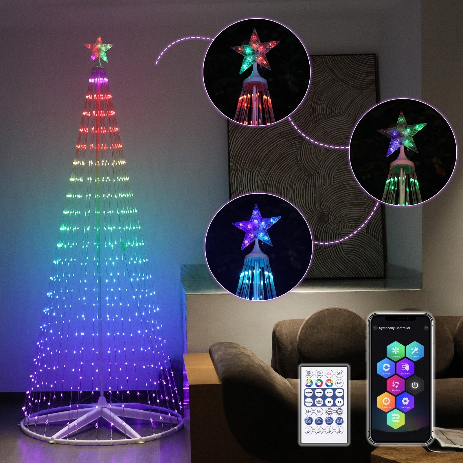 LED Christmas Tree 2025 – Complete Kit with Frame + LEDs + Star [Bivolt]