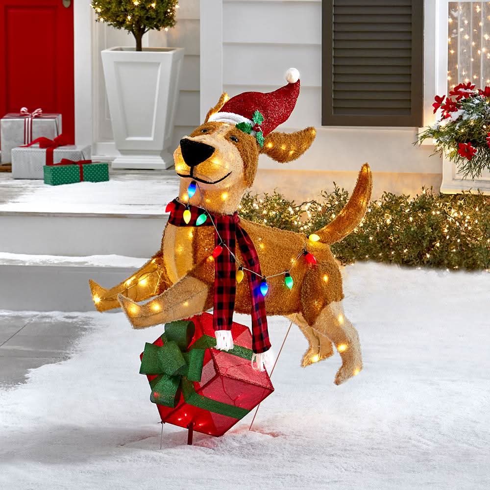 Cachorrinho de Natal Alegre e Saltitante com 144 LEDs Coloridos