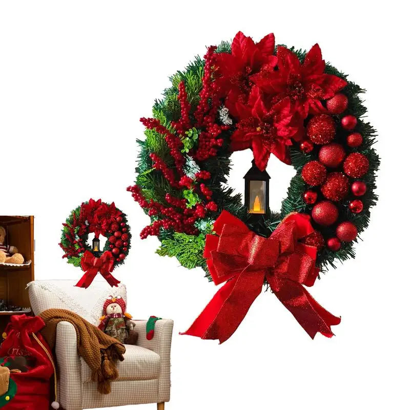 Grinalda iluminada de Natal com luzes, guirlanda do presépio, sagrada família, decoração de porta para casa, inverno, 40 cm, 45cm