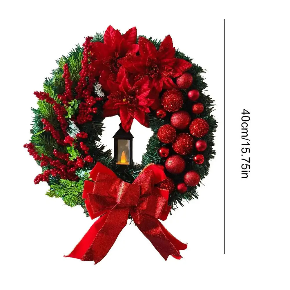 Grinalda iluminada de Natal com luzes, guirlanda do presépio, sagrada família, decoração de porta para casa, inverno, 40 cm, 45cm