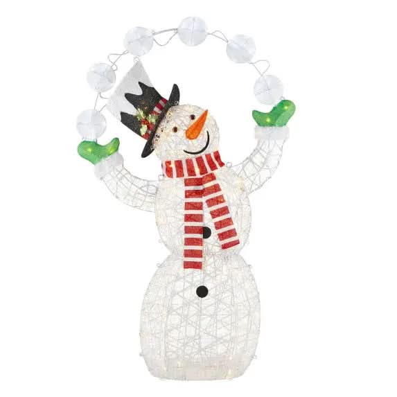 Boneco de Neve Iluminado com 156 LEDs Branco Quente – 1,82 m
